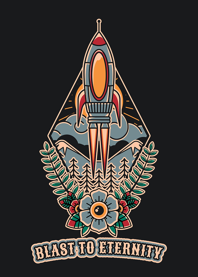 Retro Space Adventure Rocket Art