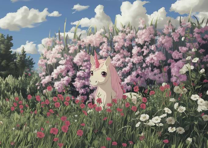 Unicorn in a Flower Field