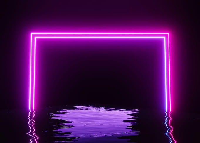 Neon Lake Reflection