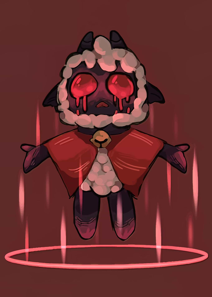 Creepy Sheep with Red Eyes