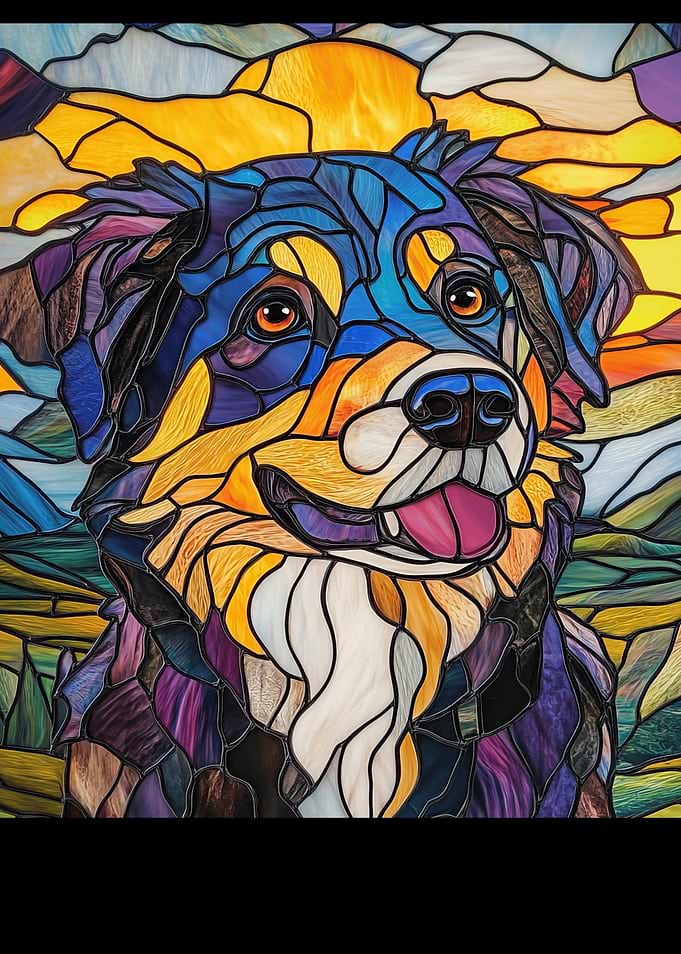 Stained Glass Dog Portrait