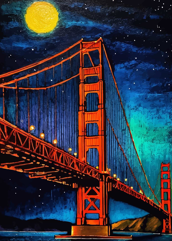 Golden Gate Bridge of San Francisco Night
