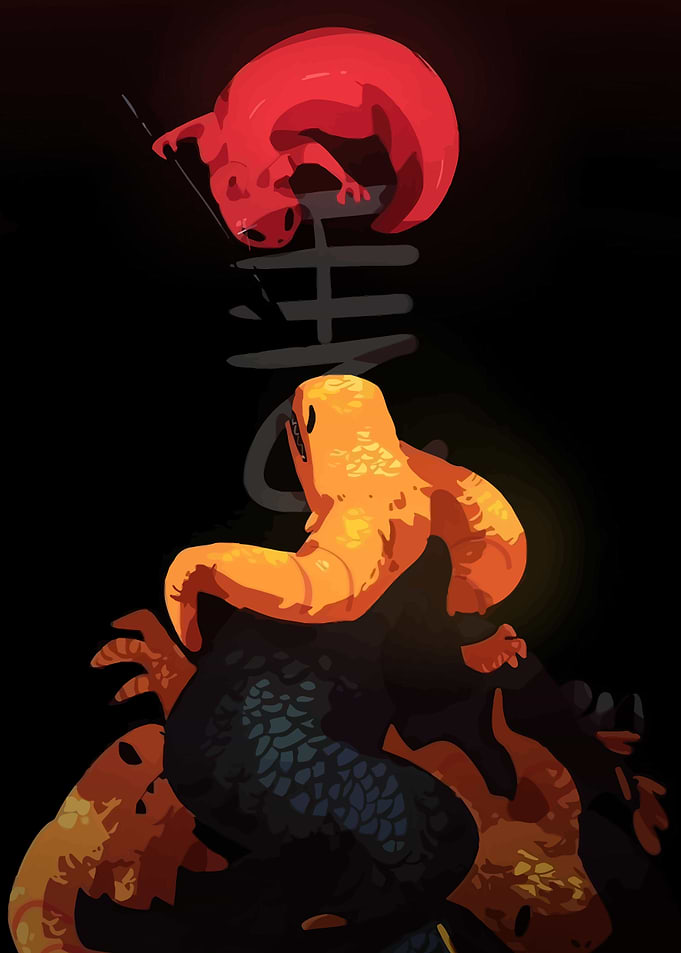 Red and Orange Lizards