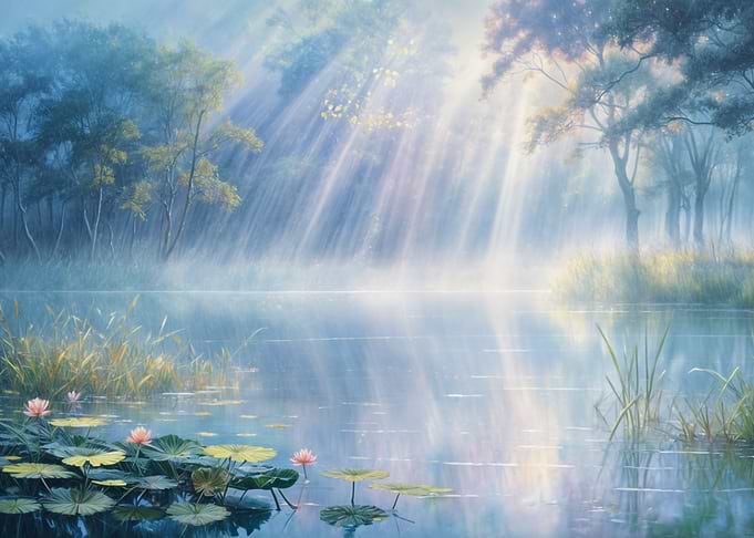 Misty Forest Lake