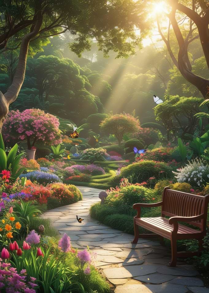 Sunlit Garden Path