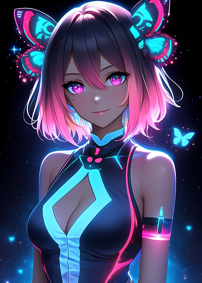 Anime Girl with Butterfly Wings