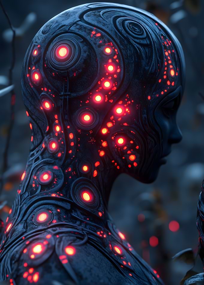 Cybernetic Woman with Glowing Lights