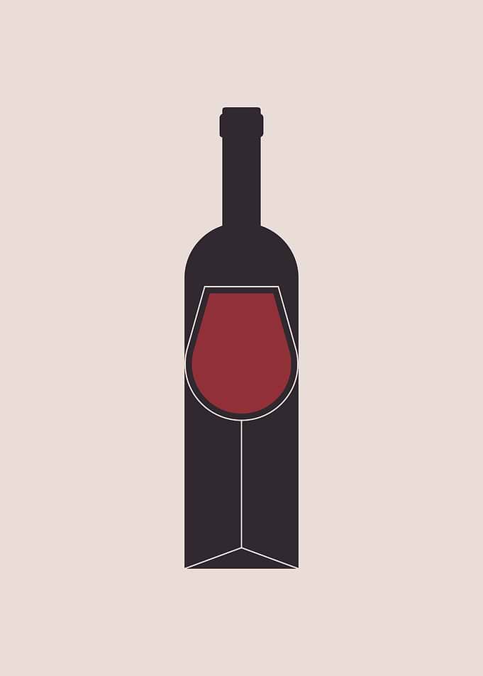Glass of wine inside bottle
