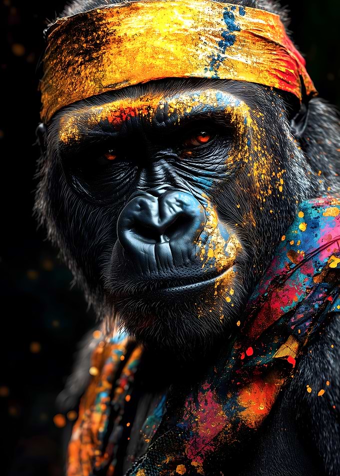 Gorilla with Colorful Paint Animal