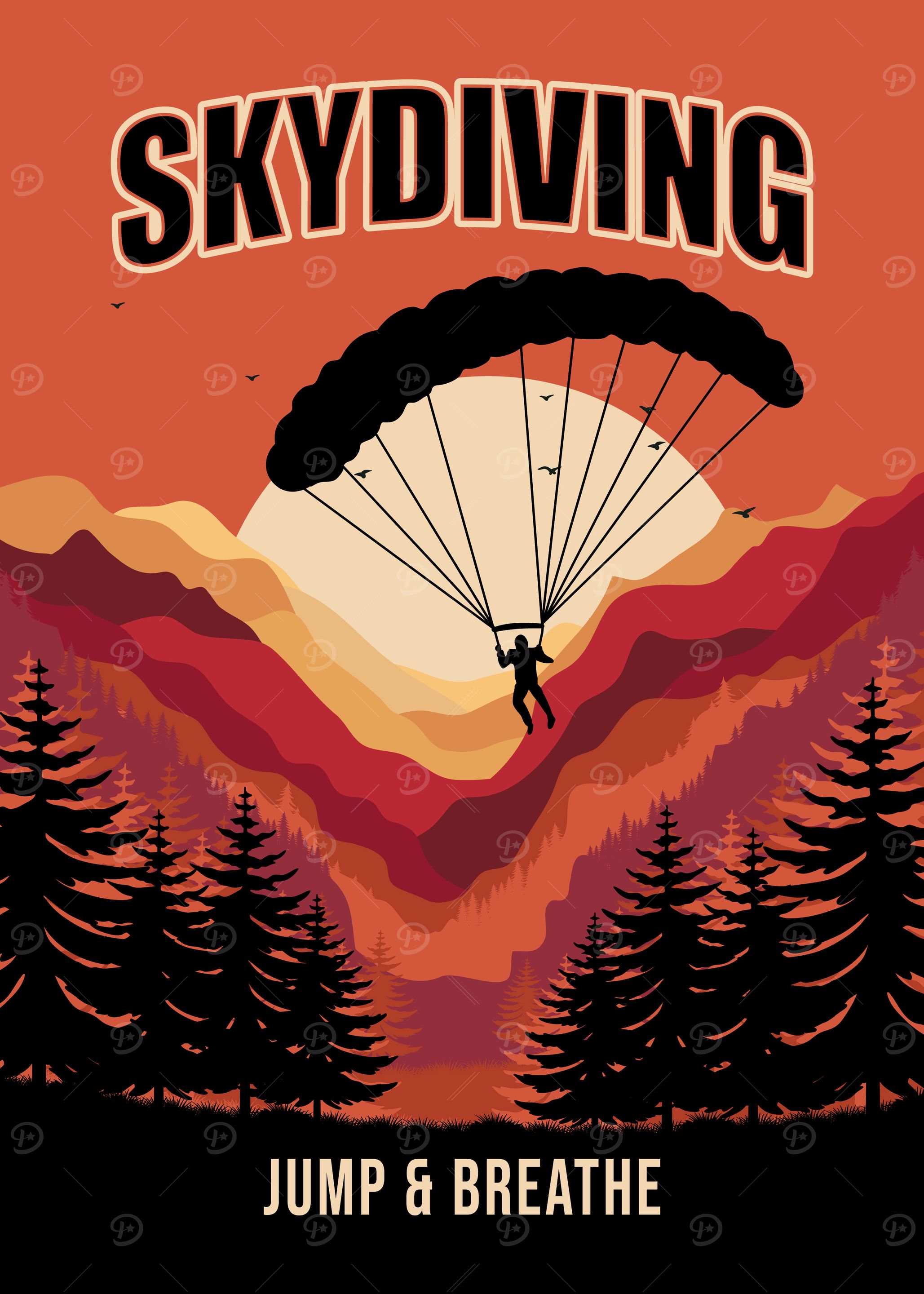 Skydiving Poster, Jump & Breathe