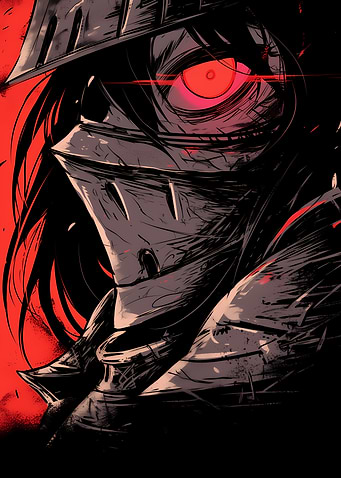 Anime Warrior with Red Eye