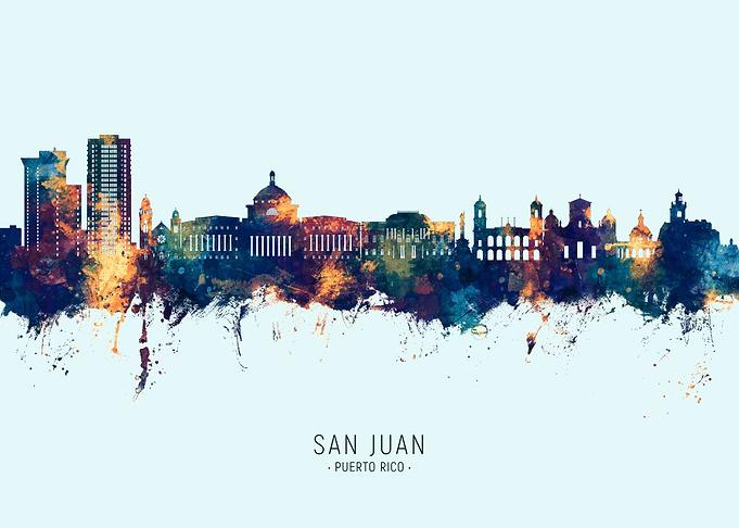 San Juan Puerto Rico Skyline Watercolor