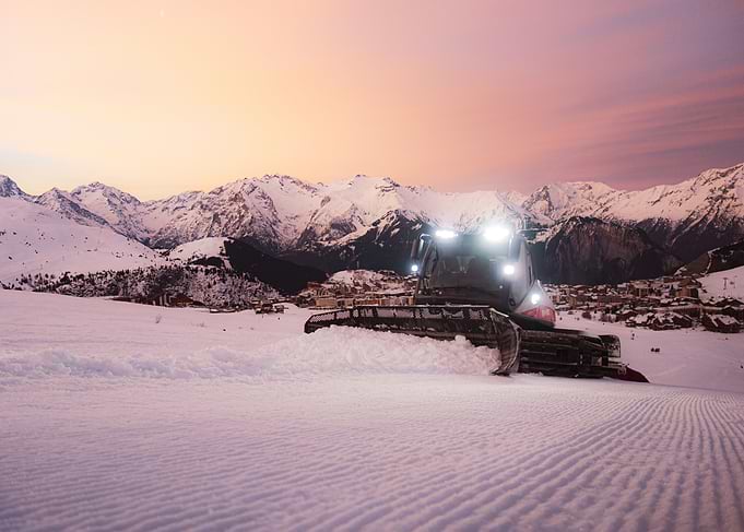 Snowcat Grooming Slopes