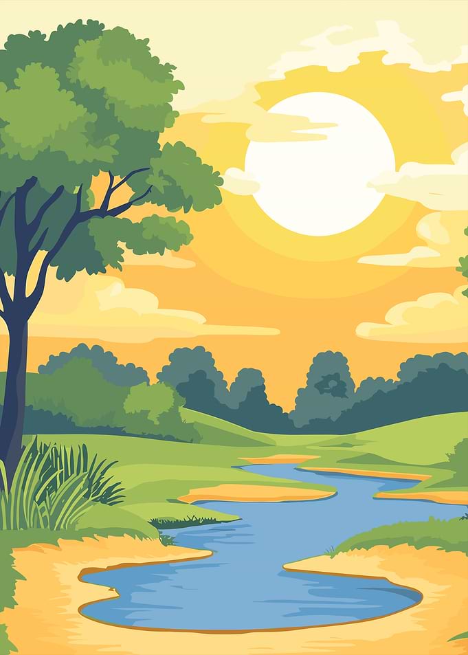 Sunset River Landscape