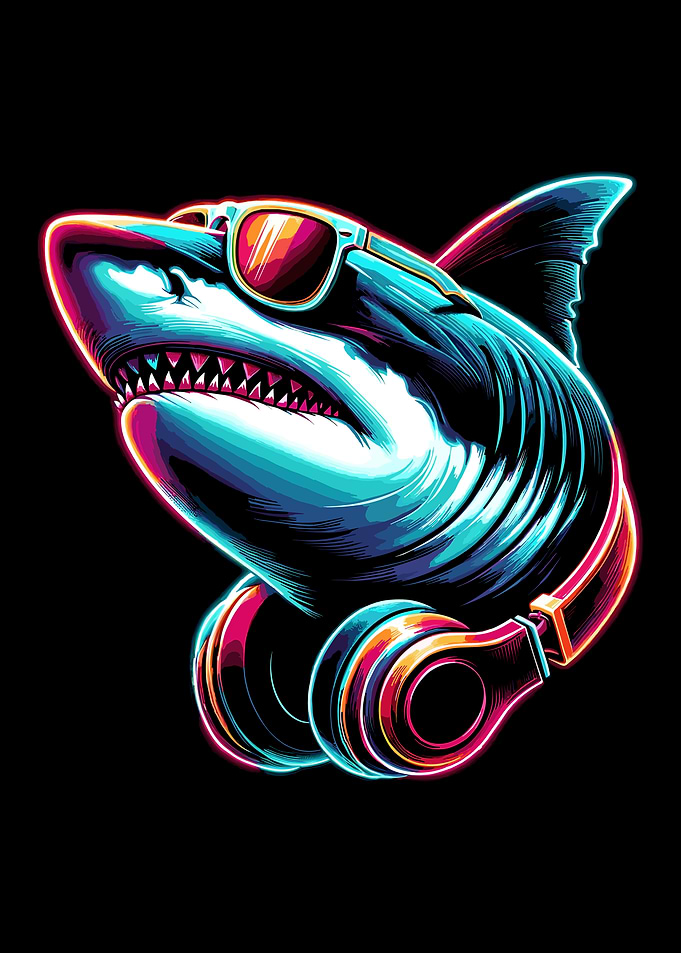 DJ Shark with Headphones