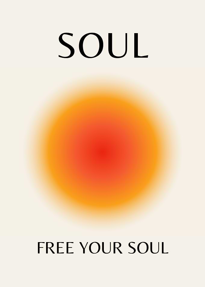 Free Your Soul Poster, Positive, Spiritual, Aura Gradient Art