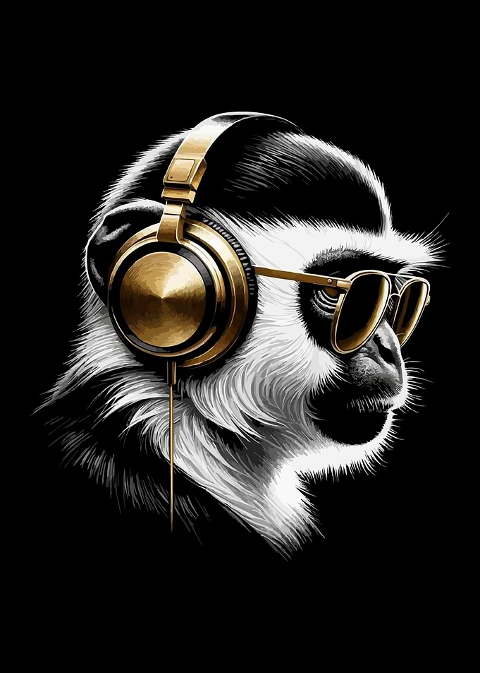 DJ Monkey with Headphones