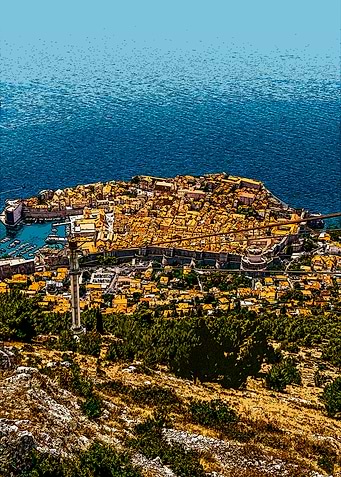 Aerial View of Coastal City