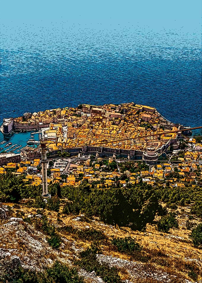 Aerial View of Coastal City