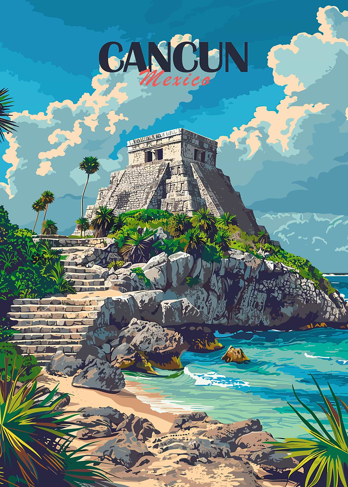 Cancun Mexico Travel Poster