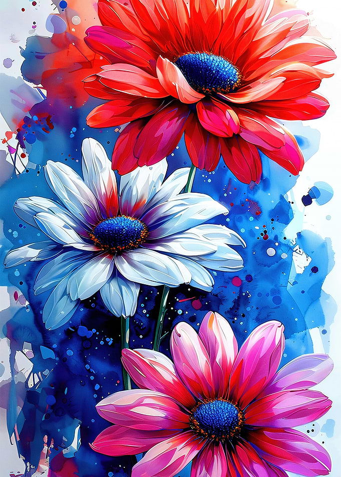 Vibrant Watercolor Flowers