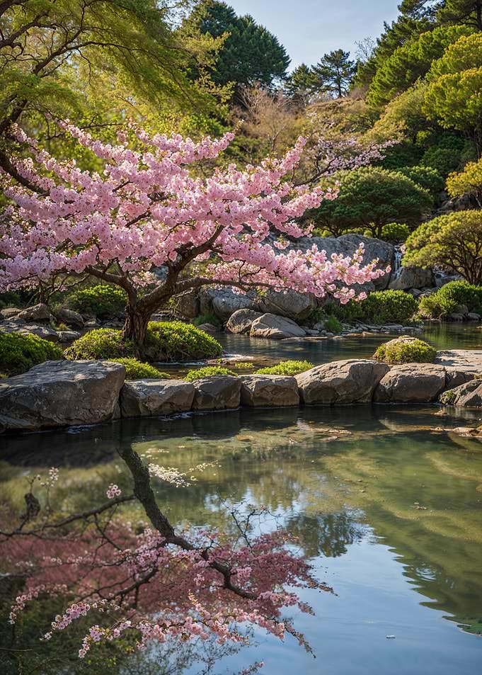 Cherry Blossom Reflection