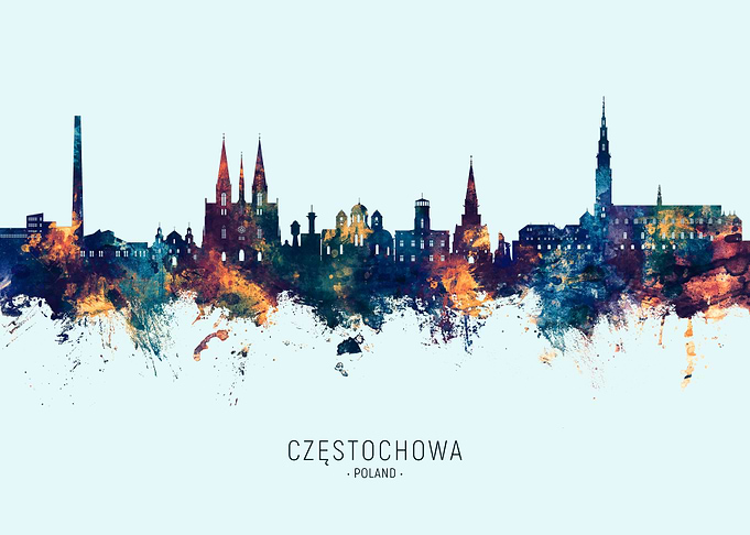 Czestochowa Skyline Watercolor