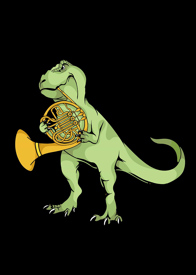 French Horn Player Dinosaur Kids Music French Horn