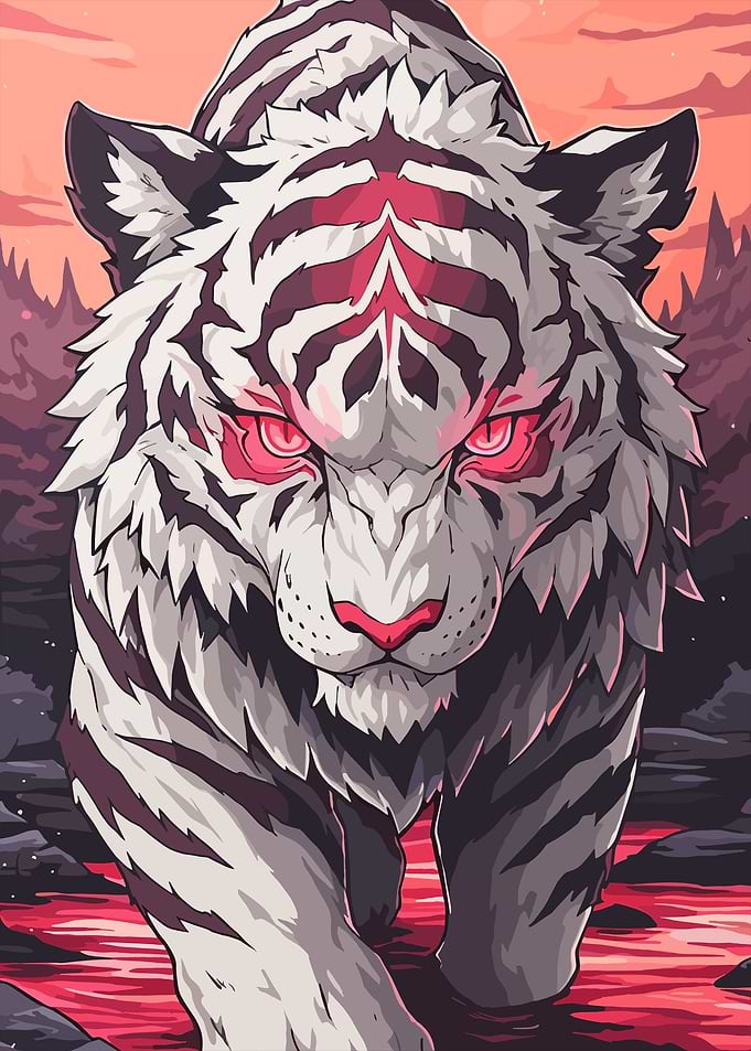 White Tiger with Red Eyes