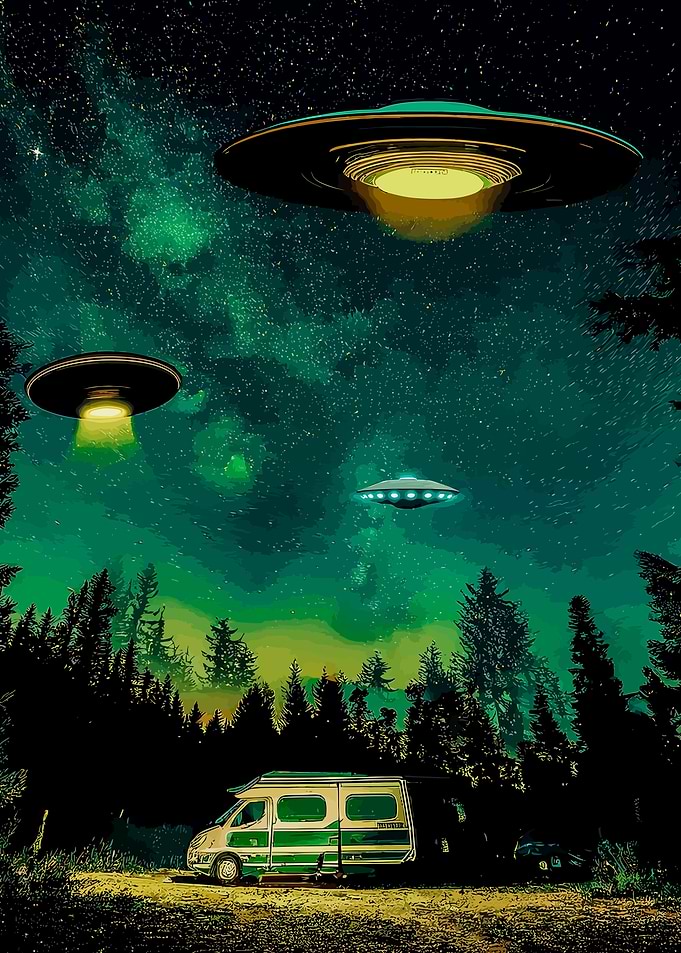 UFOs Over Forest Campsite
