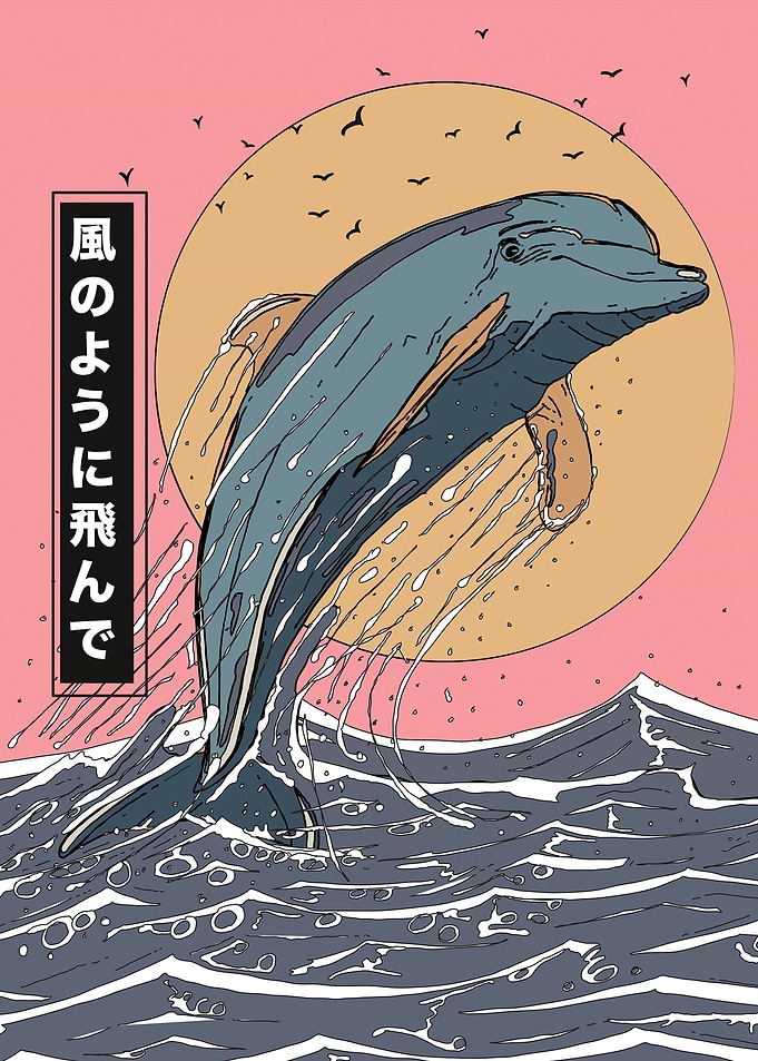 Dolphin Jumping in Waves