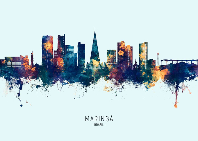 Maringá Skyline Watercolor