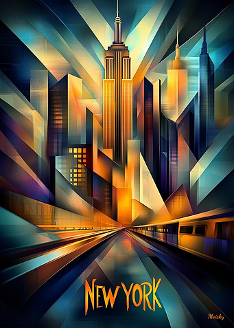 New York Dynamic Cubism – Modern Geometric Skyline