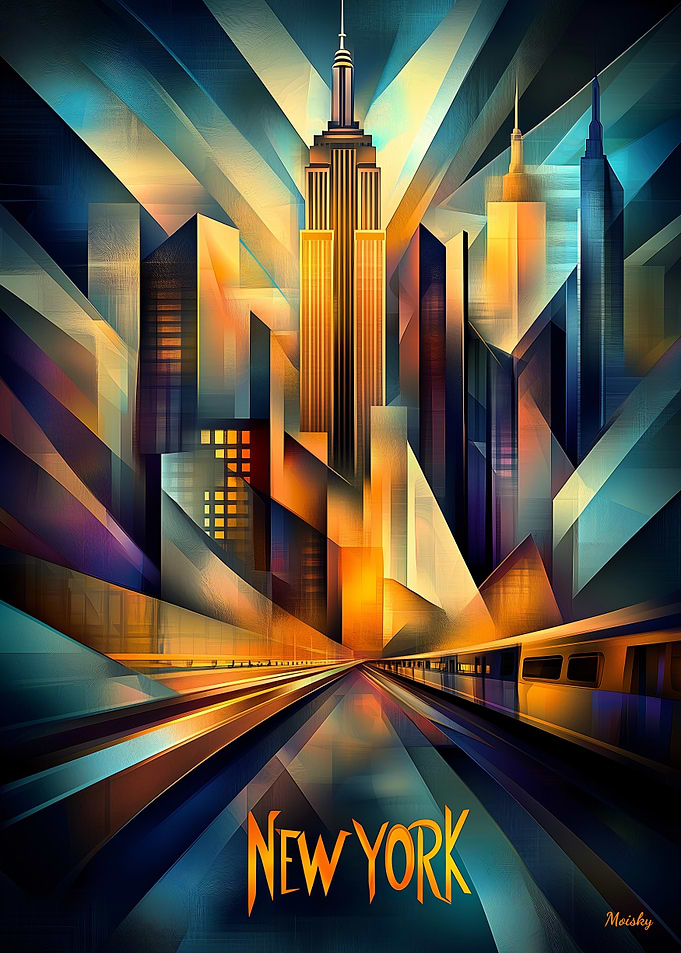 New York Dynamic Cubism – Modern Geometric Skyline
