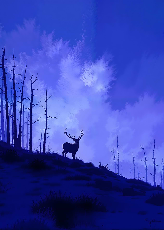 Majestic Stag Under a Twilight Sky