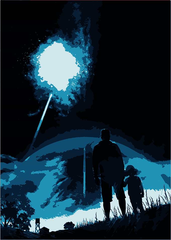 Silhouettes Under a Bright Sky