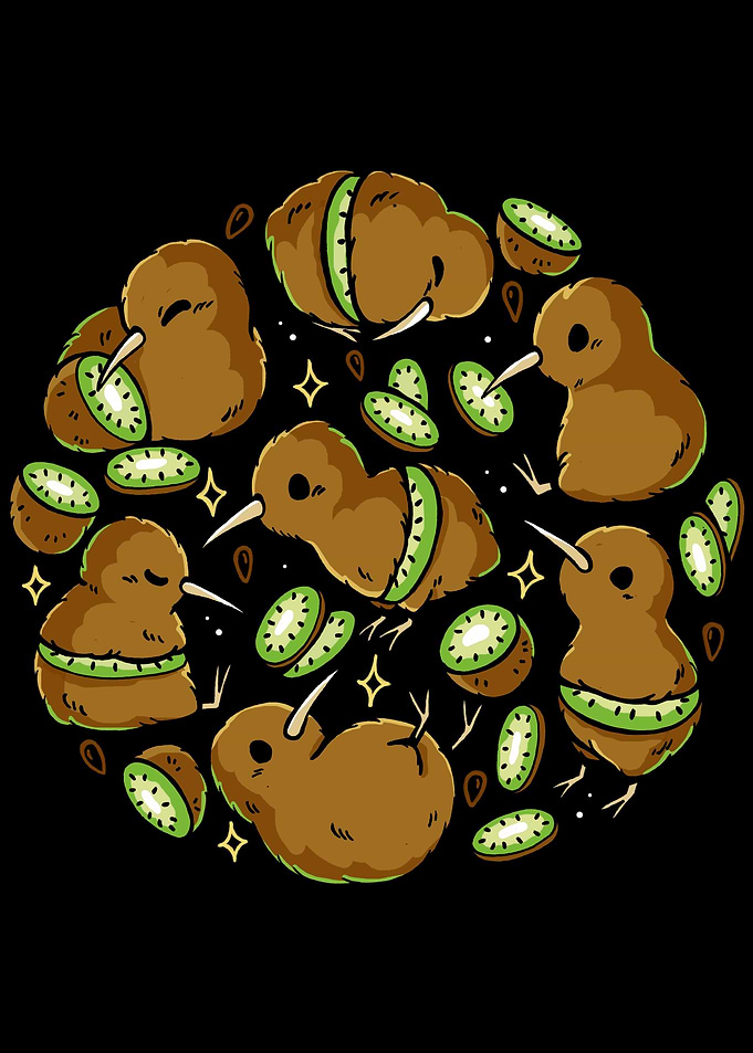 Kiwi Bird Fruit Pattern