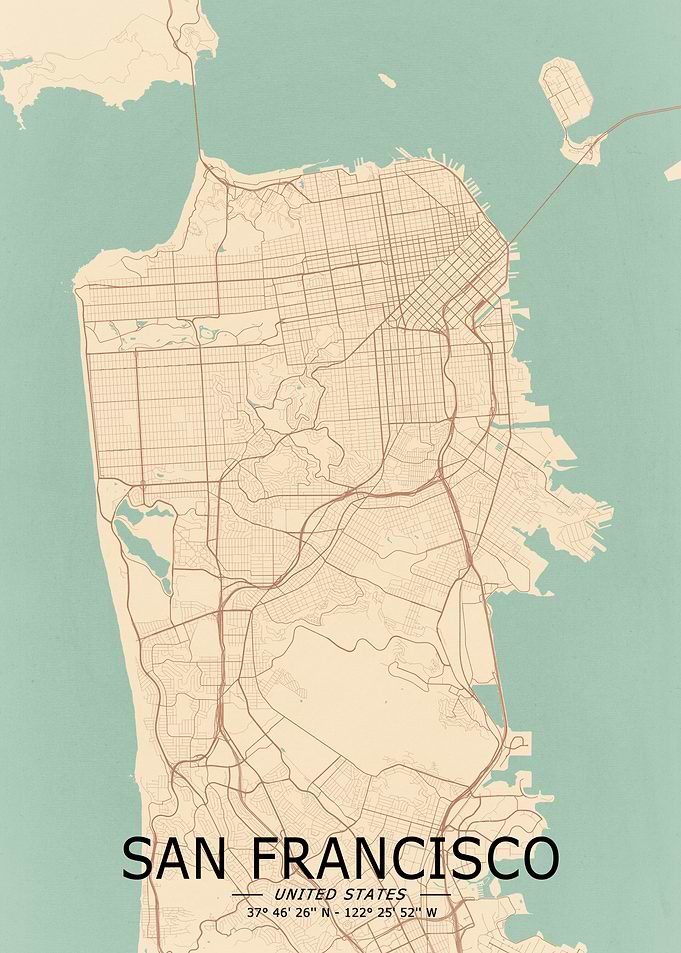 San Francisco Vintage City Map