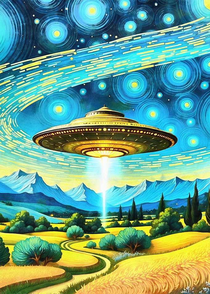 UFO Over Rural Landscape