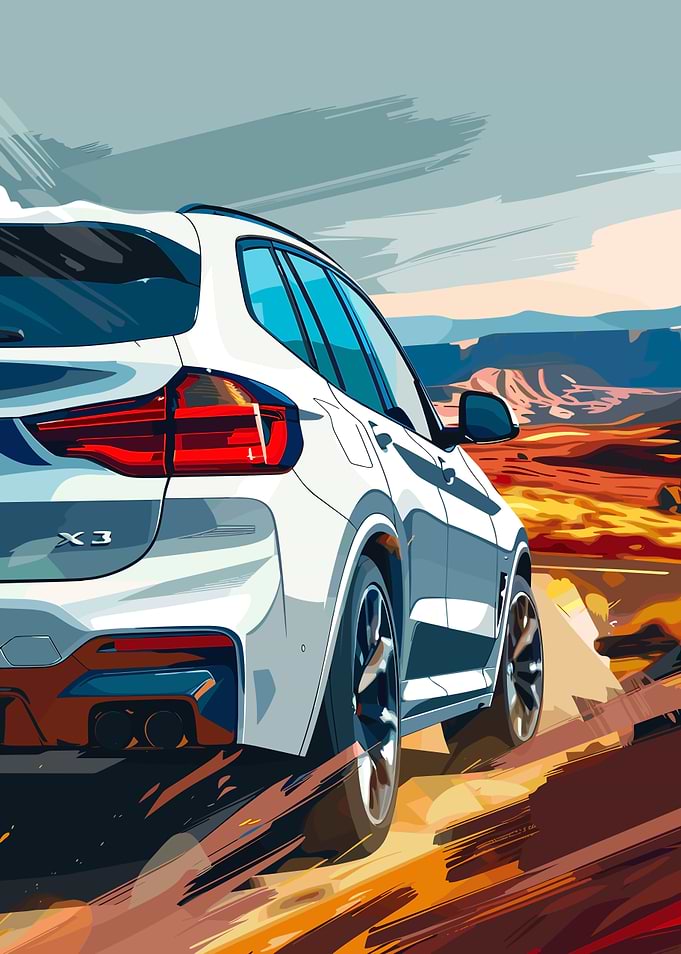 BMW X3 SUV on Desert Road