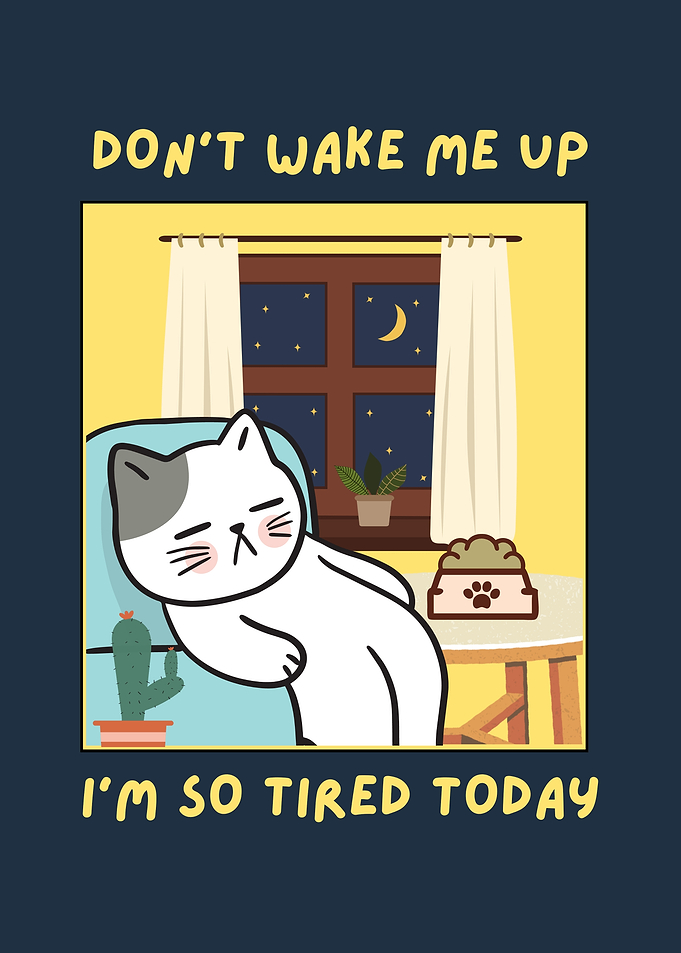 Sleepy Cat Illustration
