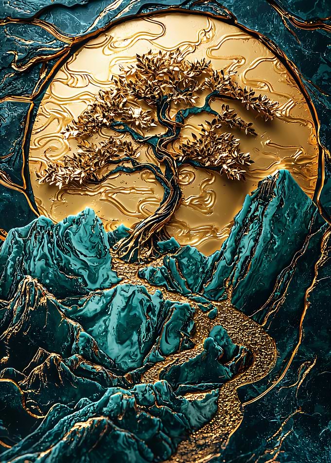 Golden Tree & Mountains