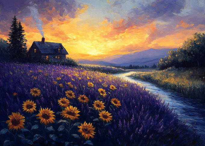 Sunset Cottage Landscape