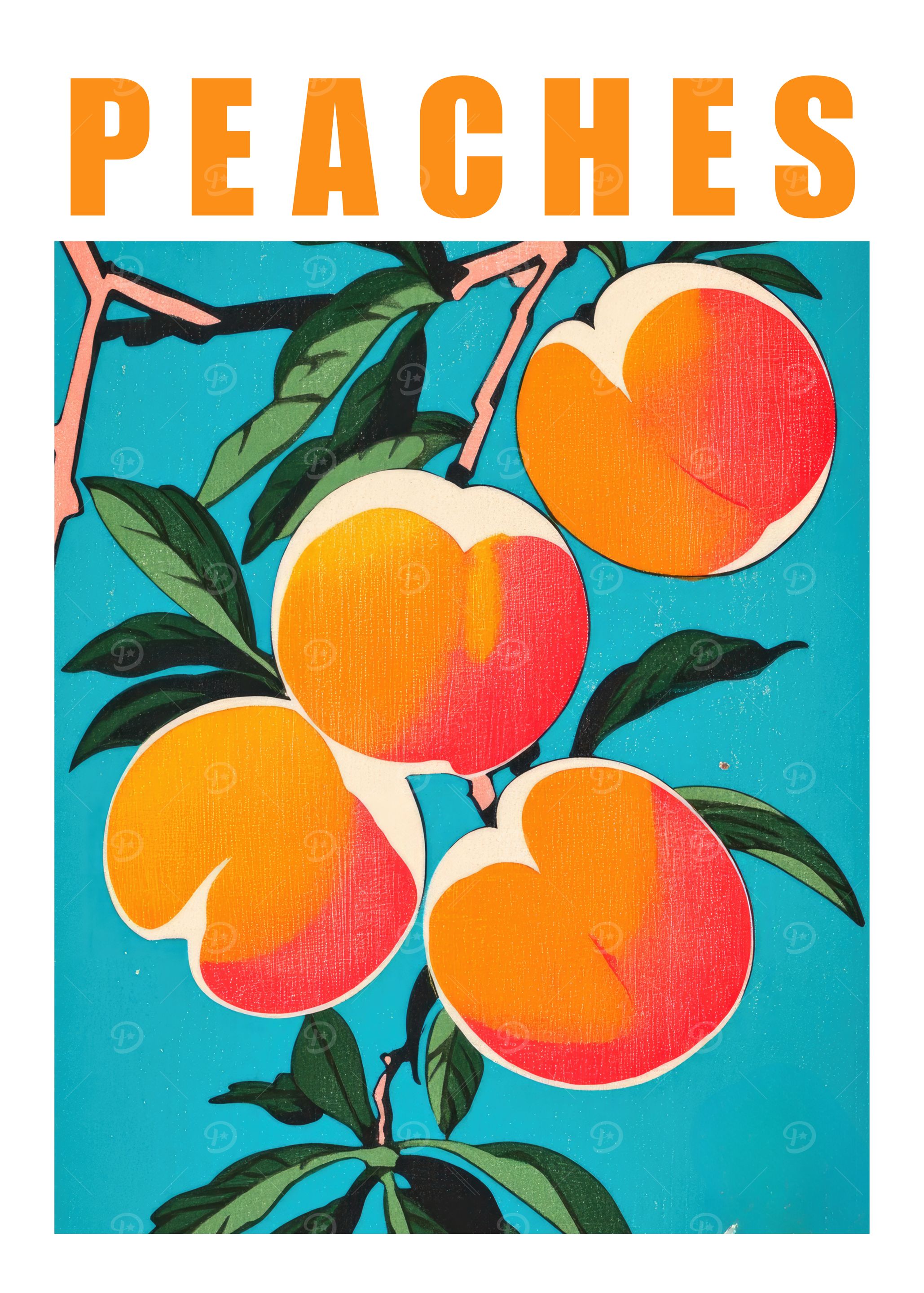 Peaches Minimalist Fruit Art Print