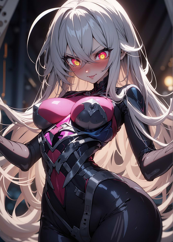 Anime Girl in Black and Pink Suit