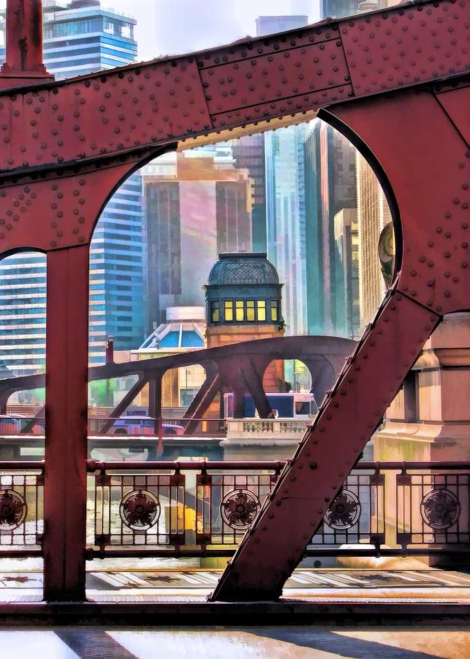 Chicago River Bridge Framed