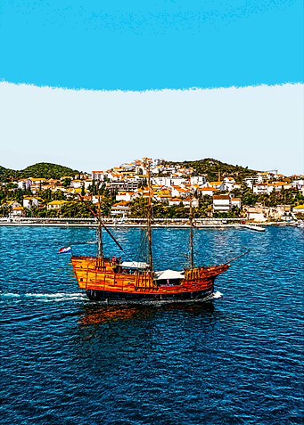 Sailing Ship in Harbor