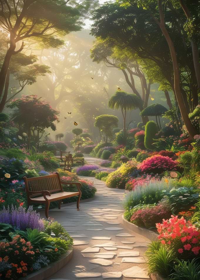 Sunlit Garden Path