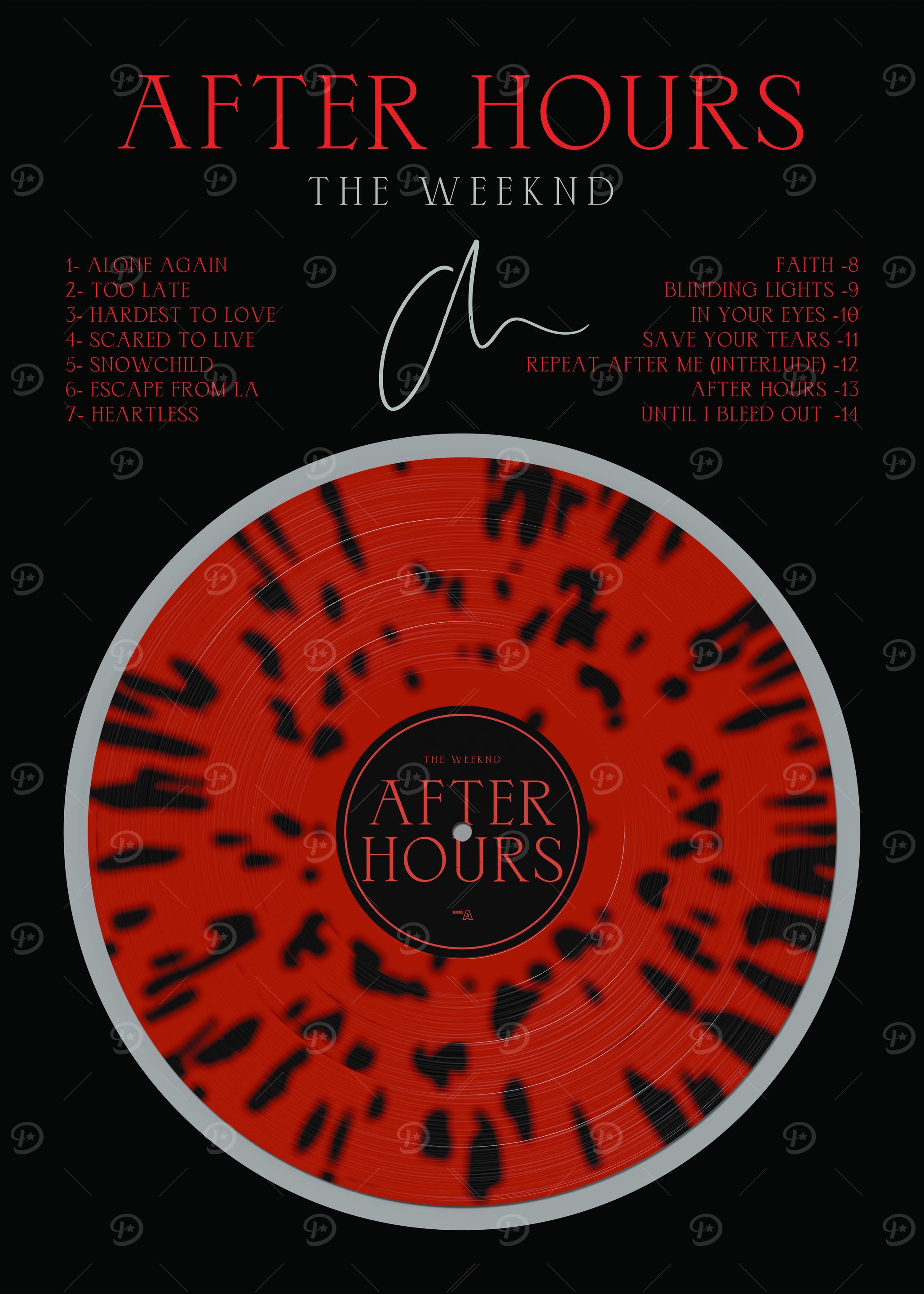 The Weeknd After Hours Album Vinyl Poster Design V2