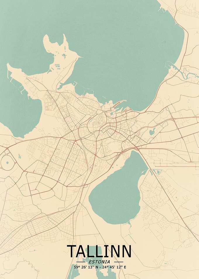 Tallinn Vintage City Map